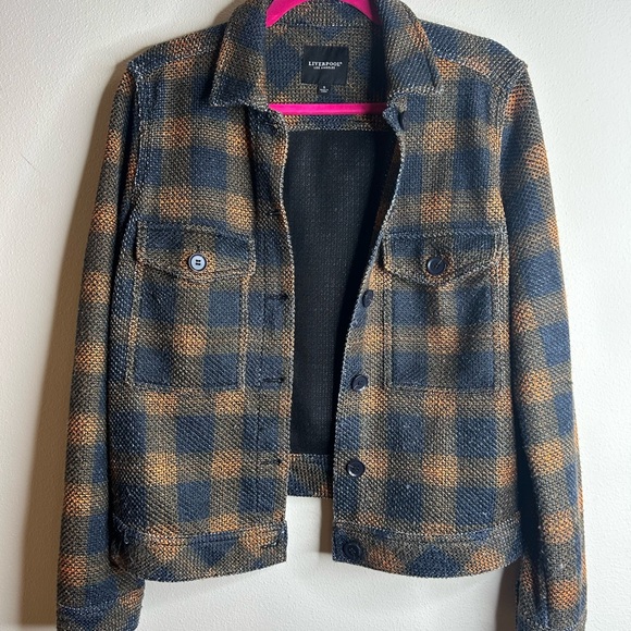 Liverpool Jackets & Blazers - Liverpool Blue and Tan Checkered Distressed Plaid Jacket size S